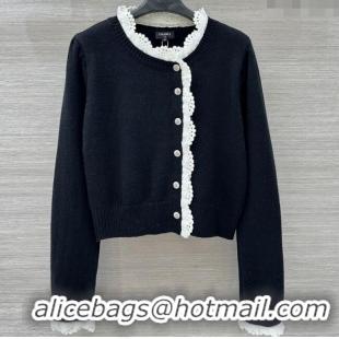 Buy Fashionable Chanel Wool Cardigan CH120256 Black/White 2025
