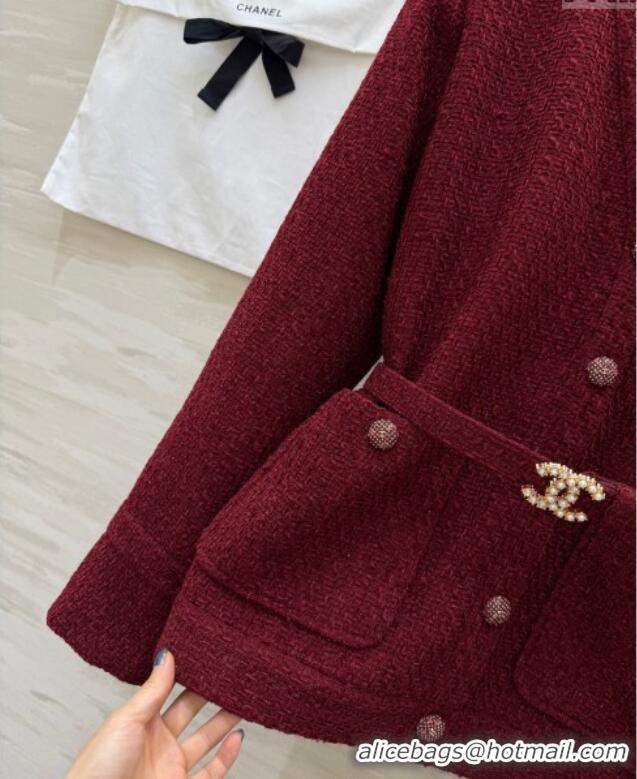Luxury Cheap Chanel Tweed Jacket CH120272 Red 2025