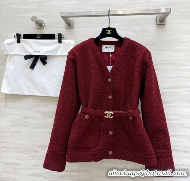 Luxury Cheap Chanel Tweed Jacket CH120272 Red 2025