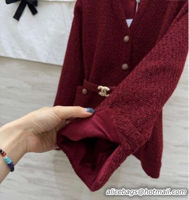 Luxury Cheap Chanel Tweed Jacket CH120272 Red 2025