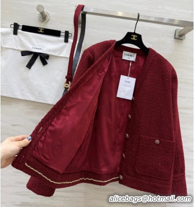 Luxury Cheap Chanel Tweed Jacket CH120272 Red 2025