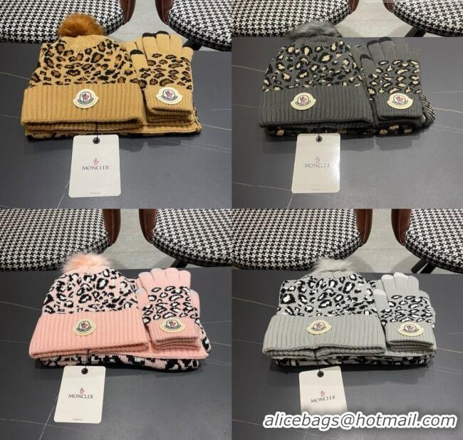 Moncler Wool Hat, Gloves & Scarf M103025 Brown