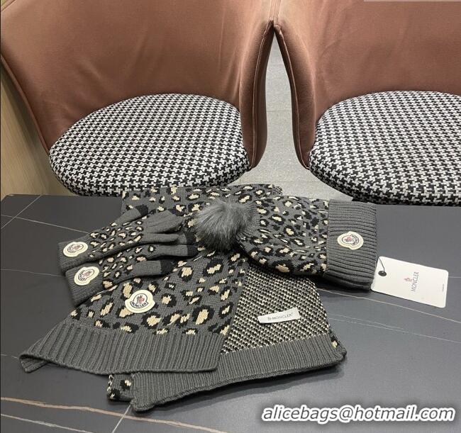 Affordable Price Moncler Wool Hat, Gloves & Scarf M103026 Deep Grey 2025