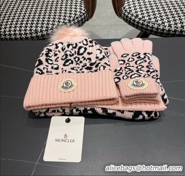 Well Crafted Moncler Wool Hat, Gloves & Scarf M103027 Pink 2025