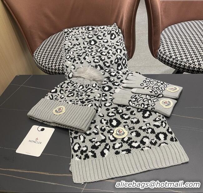 Best Quality Moncler Wool Hat, Gloves & Scarf M103028 Light Grey 2025