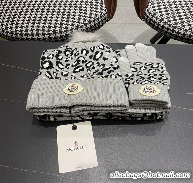 Best Quality Moncler Wool Hat, Gloves & Scarf M103028 Light Grey 2025