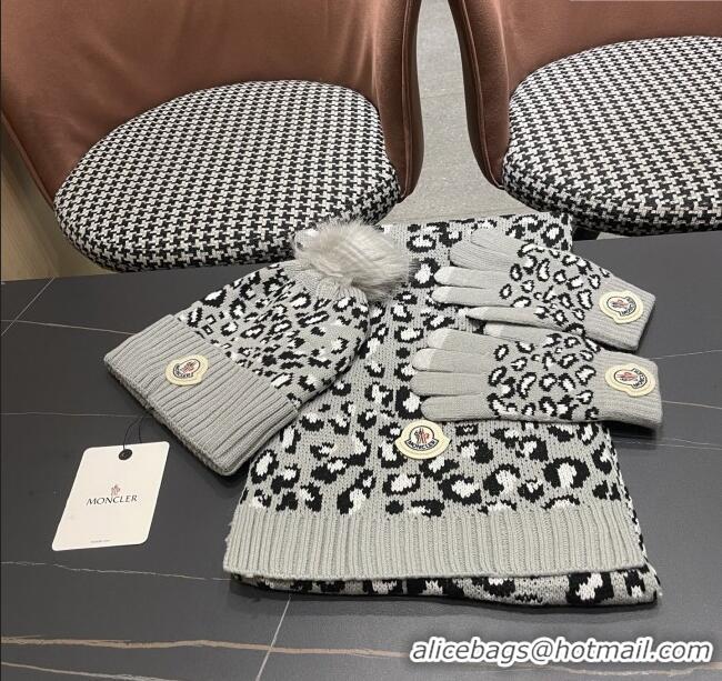 Best Quality Moncler Wool Hat, Gloves & Scarf M103028 Light Grey 2025