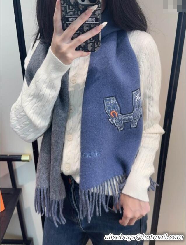 Luxury Discount Hermes Long 190x35cm Scarf H110502 Blue 2025