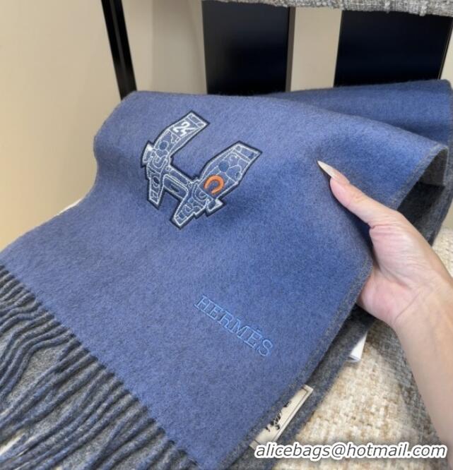 Luxury Discount Hermes Long 190x35cm Scarf H110502 Blue 2025
