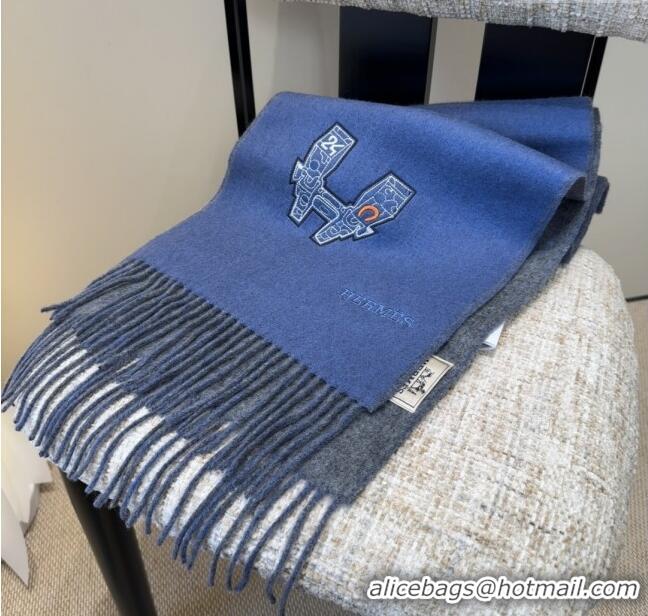 Luxury Discount Hermes Long 190x35cm Scarf H110502 Blue 2025