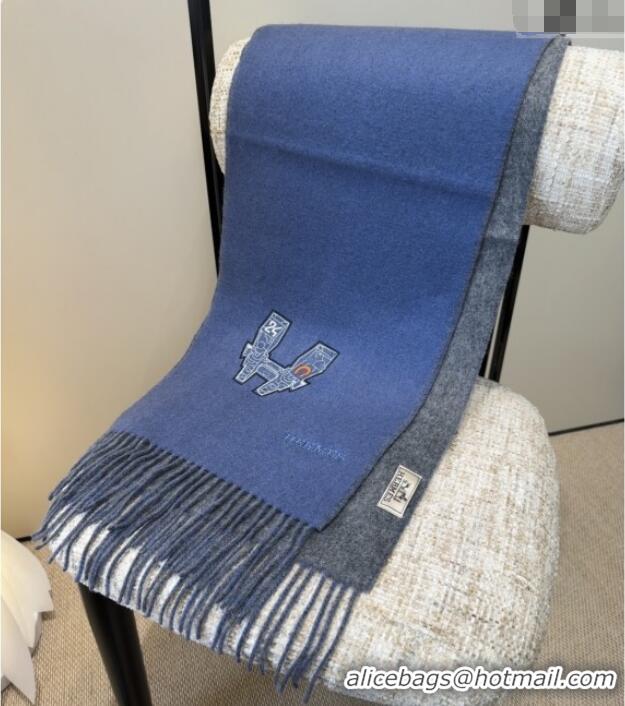 Luxury Discount Hermes Long 190x35cm Scarf H110502 Blue 2025