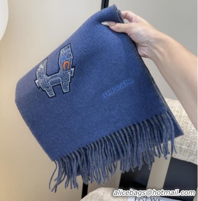 Luxury Discount Hermes Long 190x35cm Scarf H110502 Blue 2025