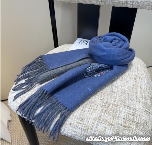 Luxury Discount Hermes Long 190x35cm Scarf H110502 Blue 2025