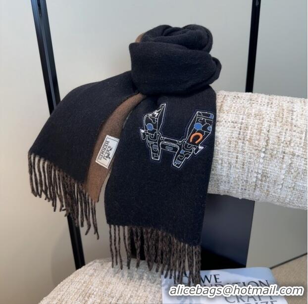 Best Price Hermes Long 190x35cm Scarf H110505 Black 2025