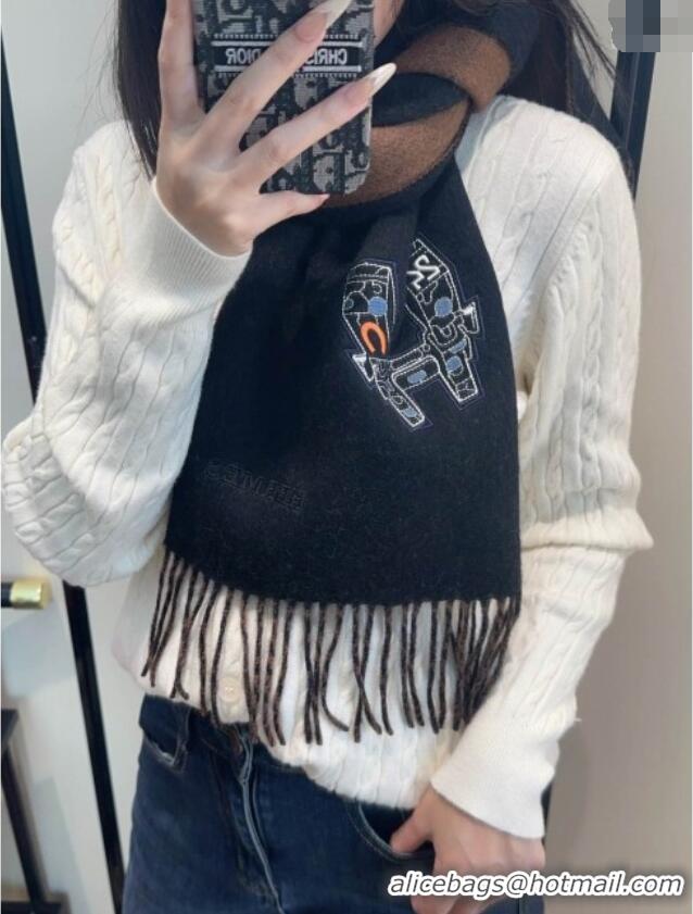 Best Price Hermes Long 190x35cm Scarf H110505 Black 2025