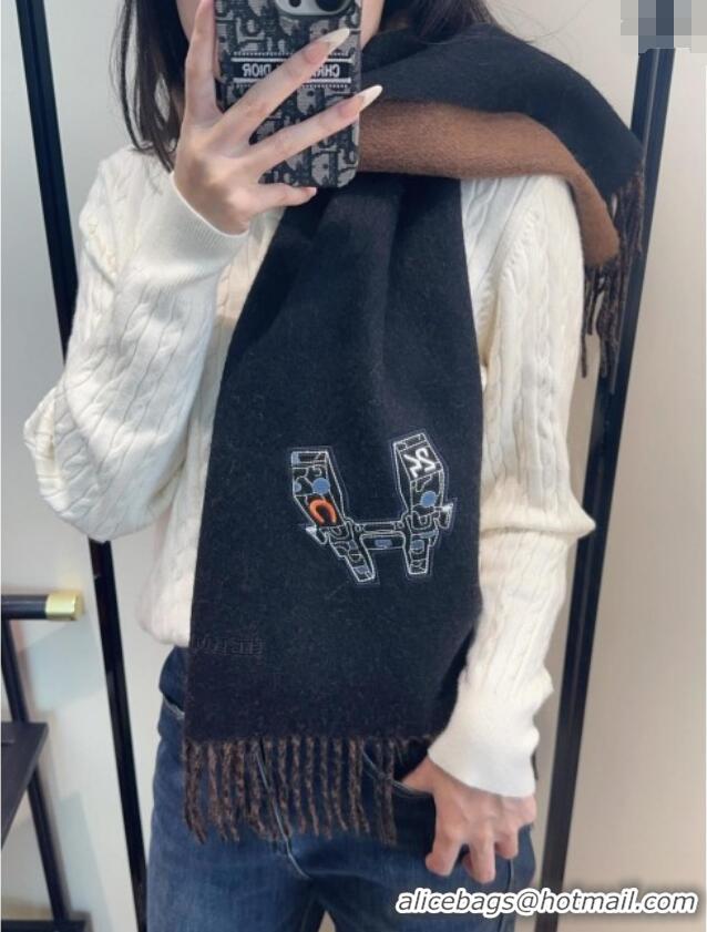 Best Price Hermes Long 190x35cm Scarf H110505 Black 2025