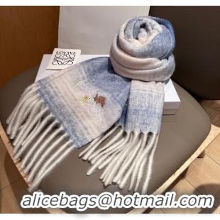 Grade Quality Loewe Mohair & Wool Scarf 185x40cm L110508 Blue 2025