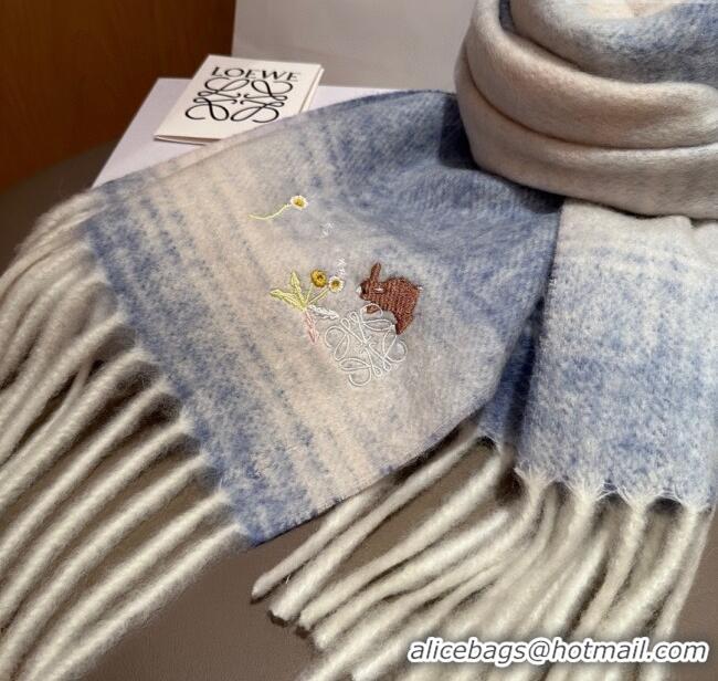 Grade Quality Loewe Mohair & Wool Scarf 185x40cm L110508 Blue 2025