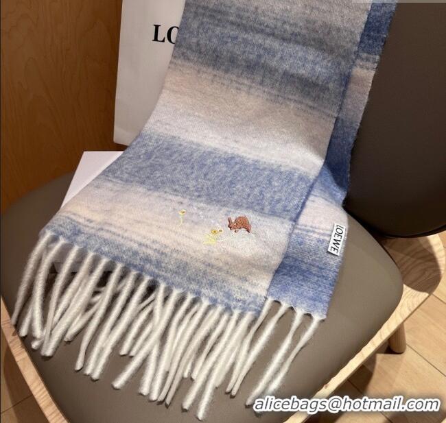 Grade Quality Loewe Mohair & Wool Scarf 185x40cm L110508 Blue 2025