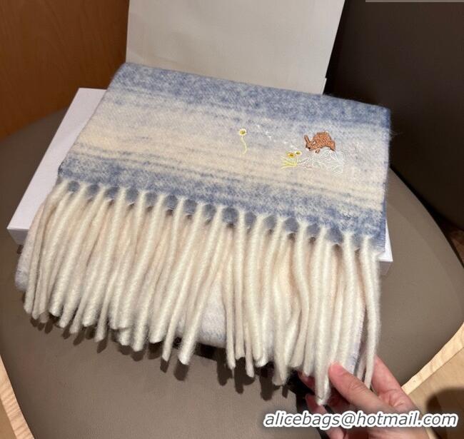 Grade Quality Loewe Mohair & Wool Scarf 185x40cm L110508 Blue 2025