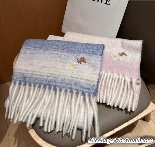 Grade Quality Loewe Mohair & Wool Scarf 185x40cm L110508 Blue 2025