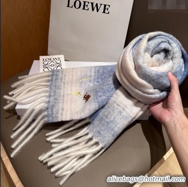 Grade Quality Loewe Mohair & Wool Scarf 185x40cm L110508 Blue 2025