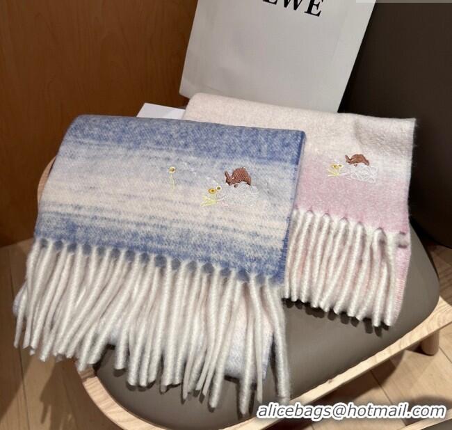 Grade Quality Loewe Mohair & Wool Scarf 185x40cm L110509 Pink 2025