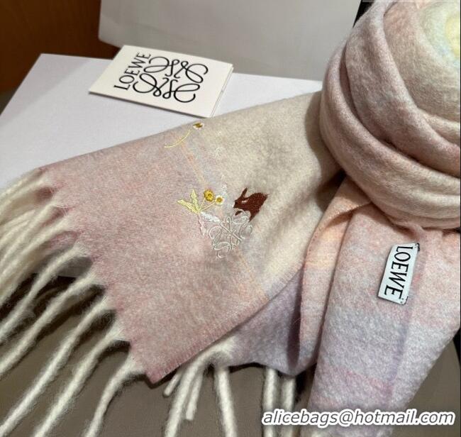 Grade Quality Loewe Mohair & Wool Scarf 185x40cm L110509 Pink 2025