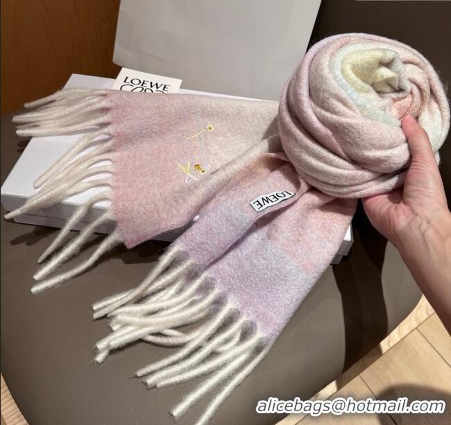 Grade Quality Loewe Mohair & Wool Scarf 185x40cm L110509 Pink 2025