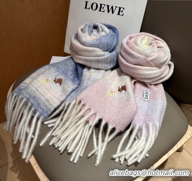Grade Quality Loewe Mohair & Wool Scarf 185x40cm L110509 Pink 2025