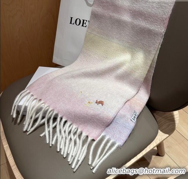 Grade Quality Loewe Mohair & Wool Scarf 185x40cm L110509 Pink 2025