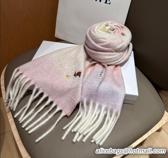 Grade Quality Loewe Mohair & Wool Scarf 185x40cm L110509 Pink 2025