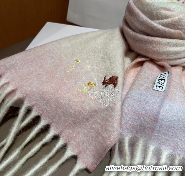 Grade Quality Loewe Mohair & Wool Scarf 185x40cm L110509 Pink 2025