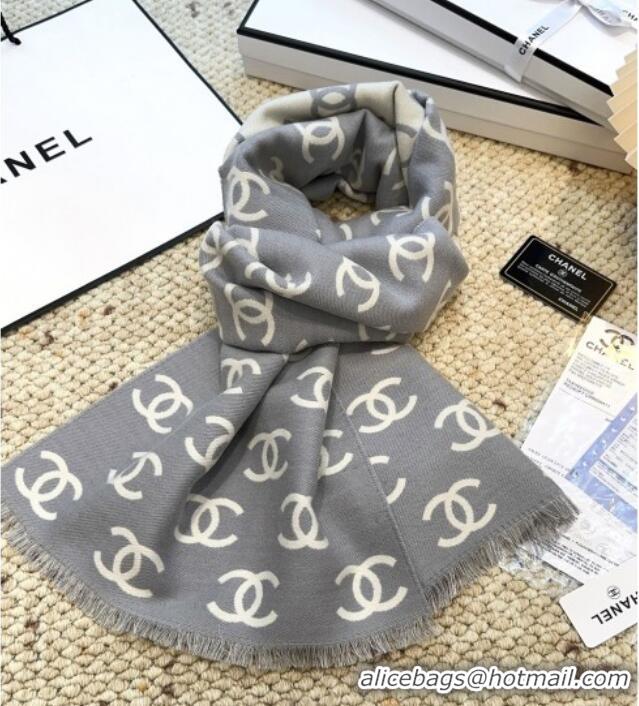 Luxury Discount Chanel Wool & Cashmere Scarf 180x35cm CH110515 Grey 2025