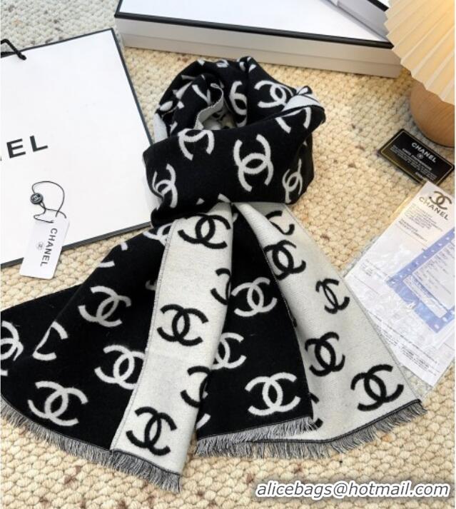 Luxury Cheap Chanel Wool & Cashmere Scarf 180x35cm CH110516 Black 2025