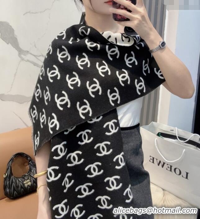 Luxury Cheap Chanel Wool & Cashmere Scarf 180x35cm CH110516 Black 2025