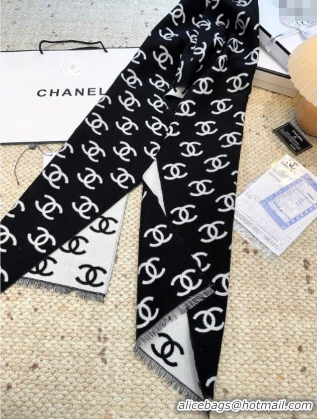 Luxury Cheap Chanel Wool & Cashmere Scarf 180x35cm CH110516 Black 2025