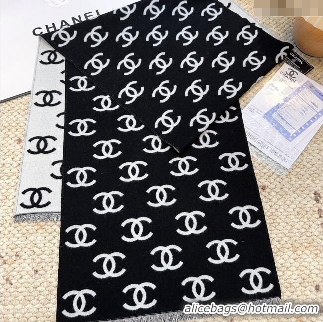 Luxury Cheap Chanel Wool & Cashmere Scarf 180x35cm CH110516 Black 2025