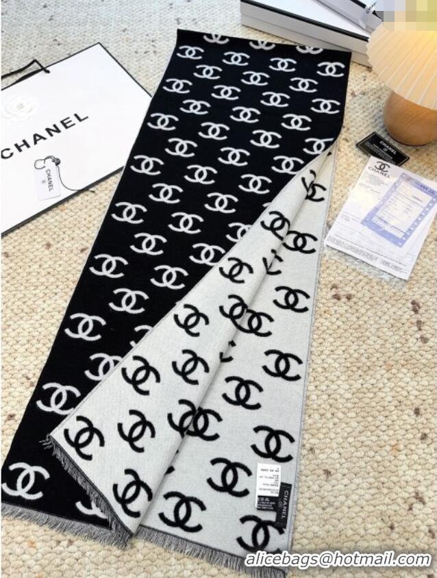 Luxury Cheap Chanel Wool & Cashmere Scarf 180x35cm CH110516 Black 2025