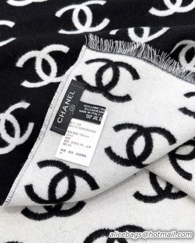 Luxury Cheap Chanel Wool & Cashmere Scarf 180x35cm CH110516 Black 2025