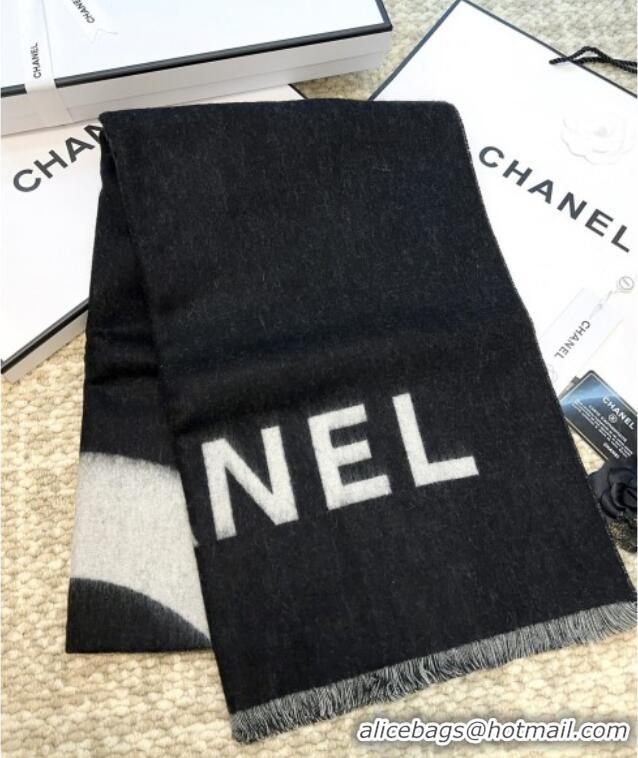 Spot Bulk Chanel Cashmere Long Scarf 200x70cm CH110517 Black 2025