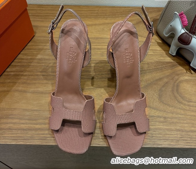 Best Price Hermes Eremite Heel Sandals 10cm in Ostrich Embossed Leather Khaki H102308 1023137