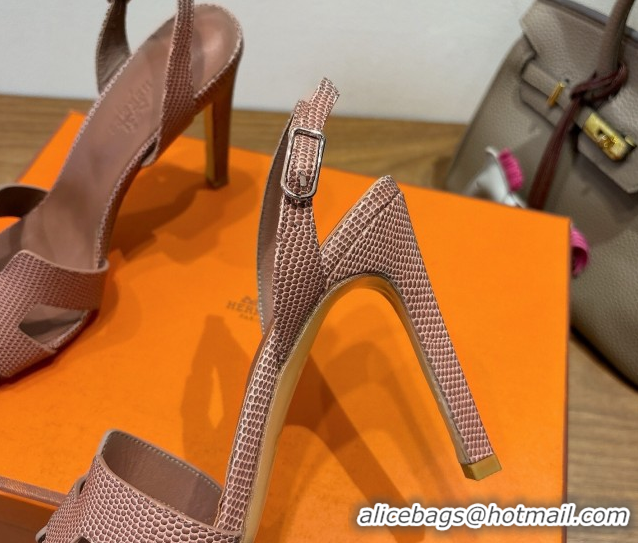 Best Price Hermes Eremite Heel Sandals 10cm in Ostrich Embossed Leather Khaki H102308 1023137