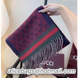 Market Sells Gucci GG Cashmere Scarf 180x30cm G10506 Red/Blue 2025