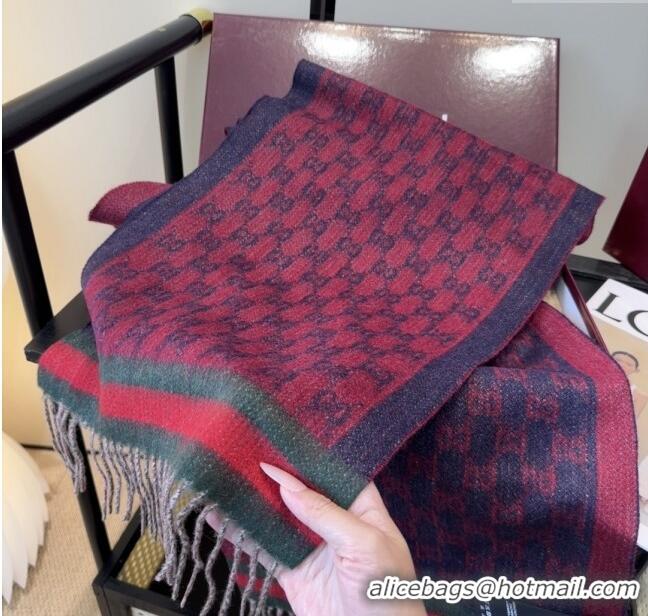 Market Sells Gucci GG Cashmere Scarf 180x30cm G10506 Red/Blue 2025