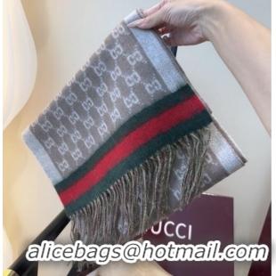 Original Cheap Gucci GG Cashmere Scarf 180x30cm G10507 Grey 2025