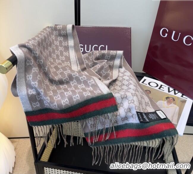Original Cheap Gucci GG Cashmere Scarf 180x30cm G10507 Grey 2025