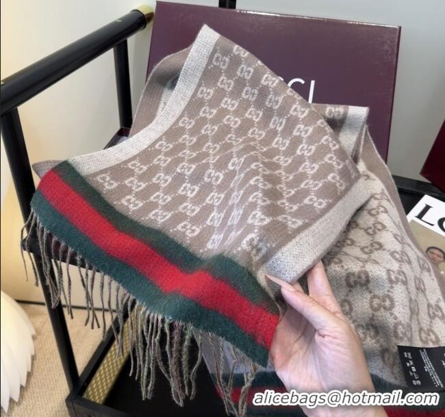 Original Cheap Gucci GG Cashmere Scarf 180x30cm G10507 Grey 2025