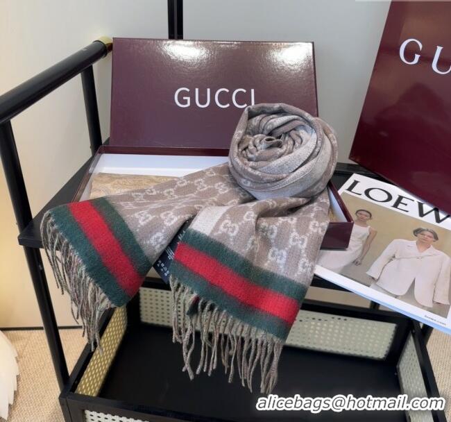 Original Cheap Gucci GG Cashmere Scarf 180x30cm G10507 Grey 2025