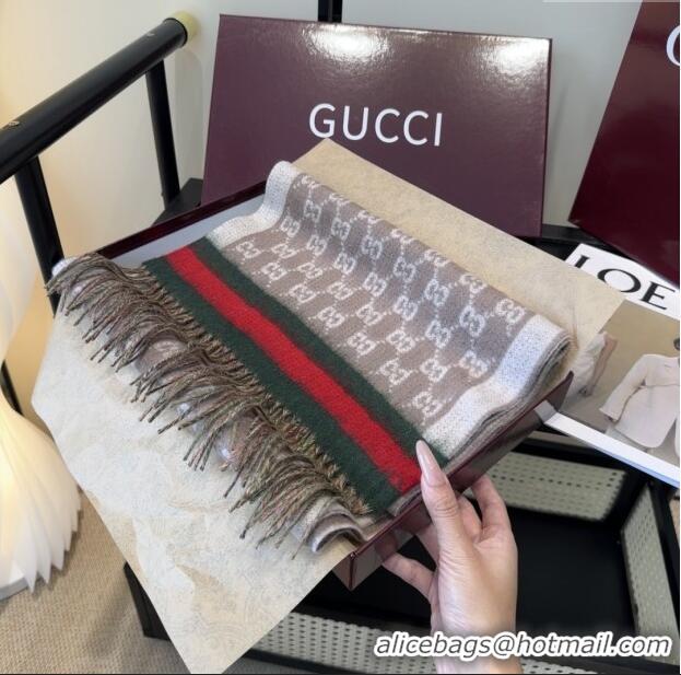 Original Cheap Gucci GG Cashmere Scarf 180x30cm G10507 Grey 2025